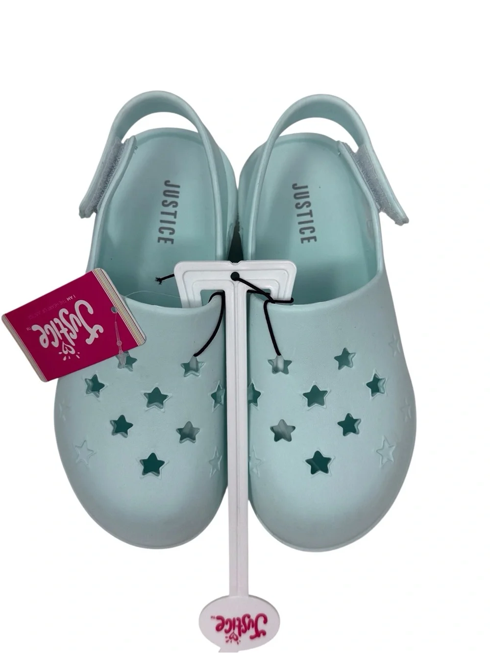 Justice Mint Green Star Clog Sandals girls size US 13 /EU 35 NWT